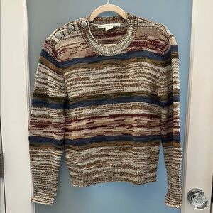 Striped Knit Sweater with Button Detail